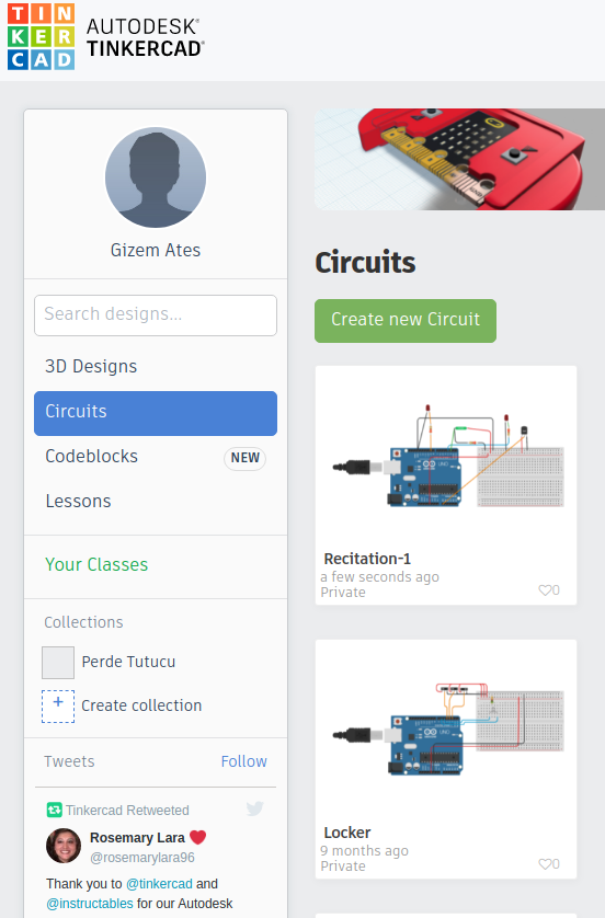 TinkerCAD circuits toolbar